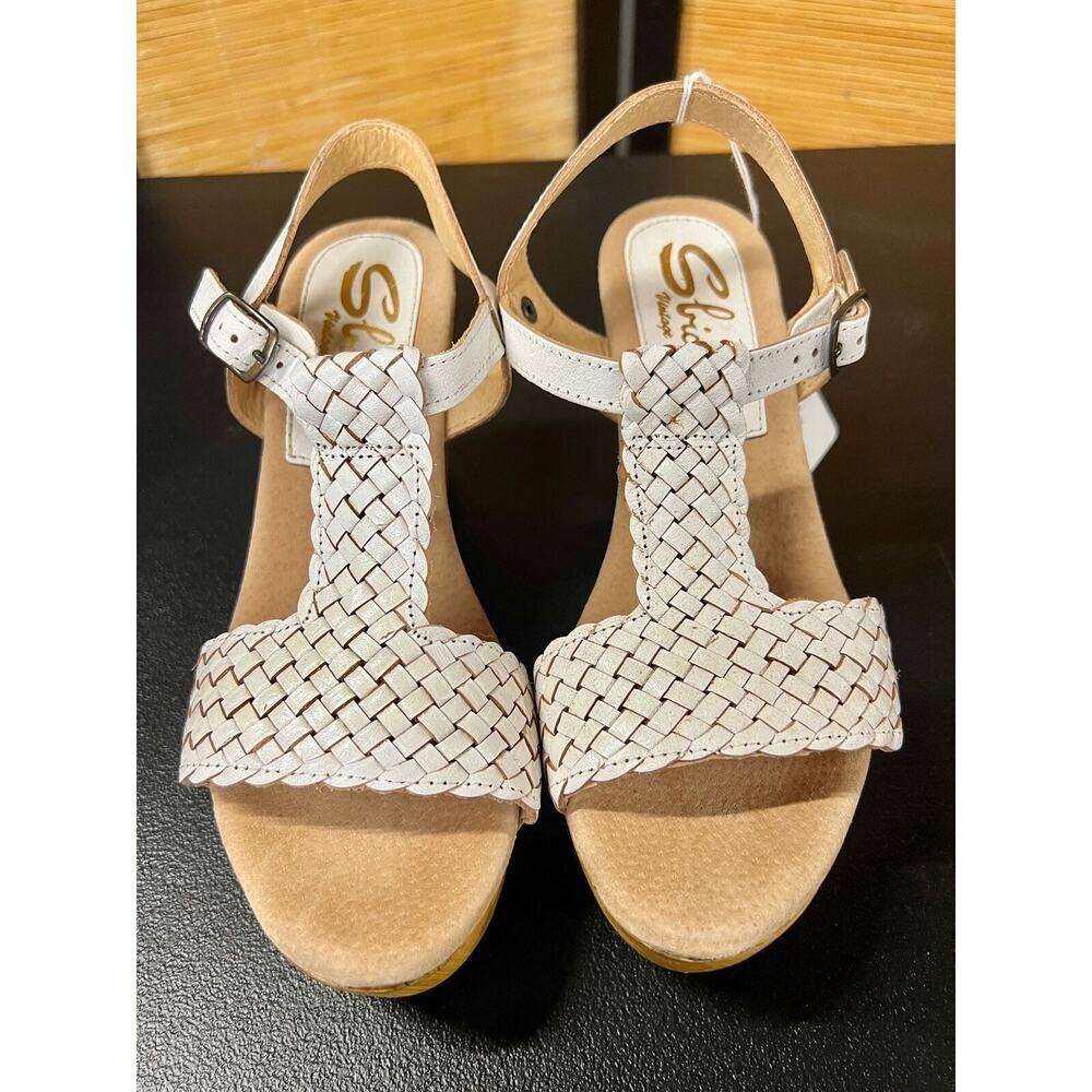 Sbicca White Leather Vintage Collection Clog Heel Size 7